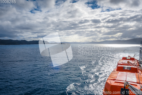 Image of Marlborough Sounds view from a ferry, New Zealand