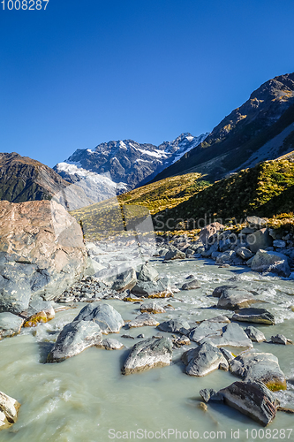 Image of Glacial river in Hooker Valley Track, Mount Cook, New Zealand