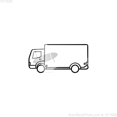 Image of Delivery truck hand drawn outline doodle icon.