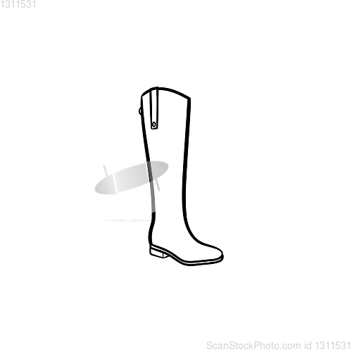 Image of High boot hand drawn outline doodle icon.