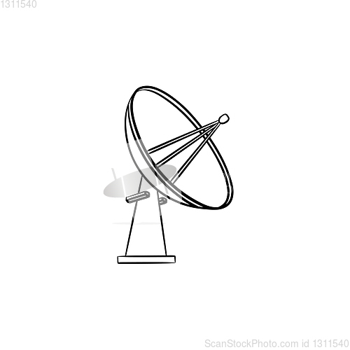 Image of Satellite antenna hand drawn outline doodle icon.