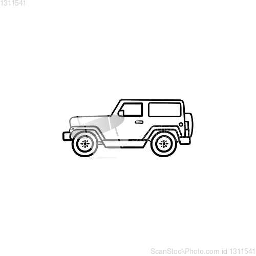 Image of Jeep hand drawn outline doodle icon.