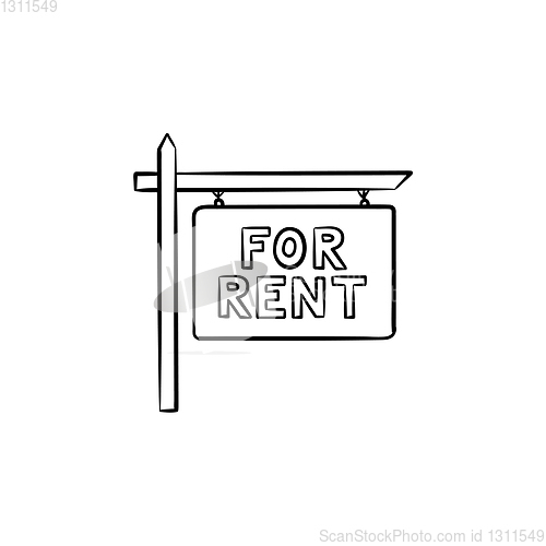 Image of For rent sign hand drawn outline doodle icon.