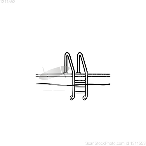 Image of Swimming pool ladder hand drawn outline doodle icon.