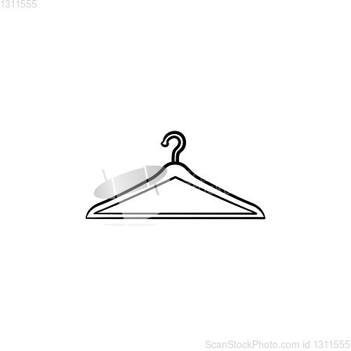 Image of Clothes hanger hand drawn outline doodle icon.