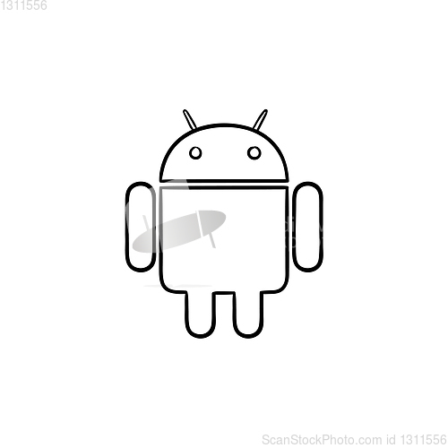 Image of Phone robot hand drawn outline doodle icon.