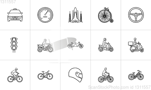Image of Transport hand drawn outline doodle icon set.