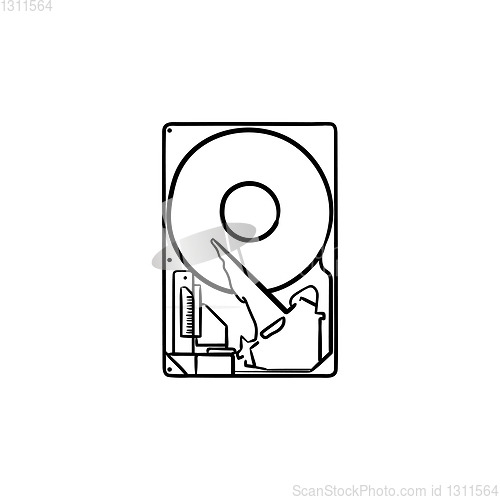 Image of Hard drive hand drawn outline doodle icon.