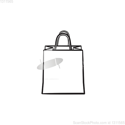 Image of Shopping bag hand drawn outline doodle icon.