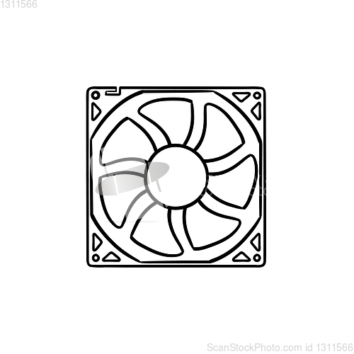 Image of Computer fan hand drawn outline doodle icon.