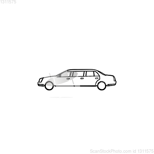 Image of Limousine hand drawn outline doodle icon.