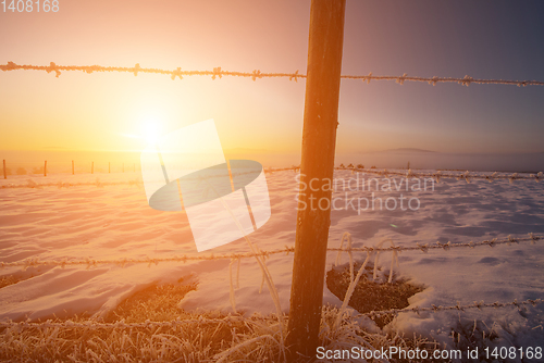 Image of winter landscape during sunset