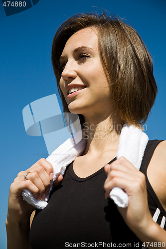 Image of Sporty caucasian girl exercise