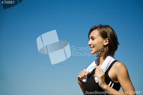 Image of Sporty caucasian girl exercise