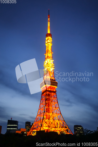 Image of Tokyo tower at night, Japan