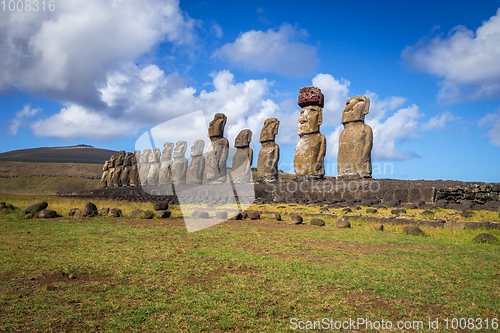 Image of Moais statues, ahu Tongariki, easter island