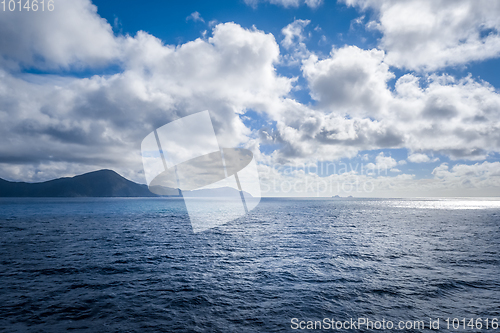 Image of Marlborough Sounds view from a ferry, New Zealand