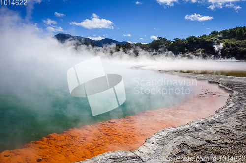 Image of Champagne Pool hot lake in Waiotapu, Rotorua, New Zealand