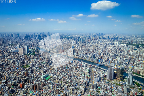 Image of Tokyo city skyline aerial view, Japan