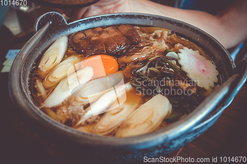 Image of traditional japanese sukiyaki meal