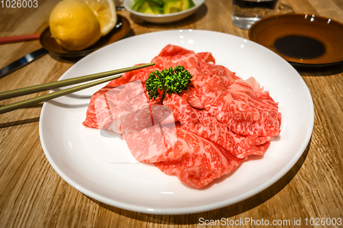 Image of Kobe wagyu beef slices