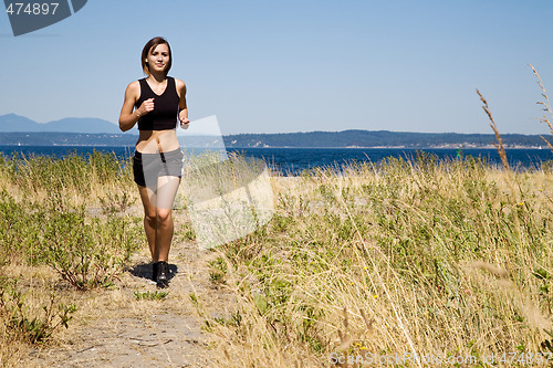 Image of Sporty caucasian girl running