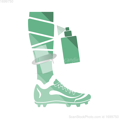 Image of Soccer bandaged leg with aerosol anesthetic icon