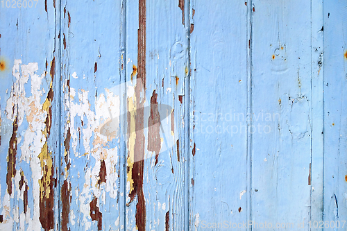 Image of Old wood board painted blue