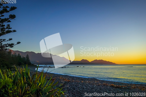 Image of Sunset on Kaikoura beach, New Zealand