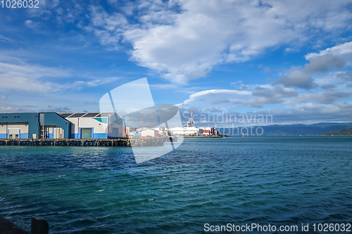 Image of Wellington harbour docks, New Zealand