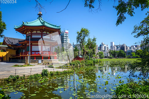 Image of Shinobazu pond and Benten Hall Temple, Ueno, Tokyo, Japan