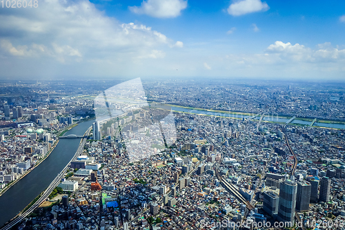 Image of Tokyo city skyline aerial view, Japan