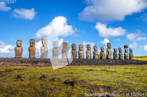 Image of Moais statues, ahu Tongariki, easter island