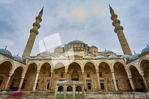 Image of View of the majestic Suleiman Mosque patio, Istanbul, Turkey.