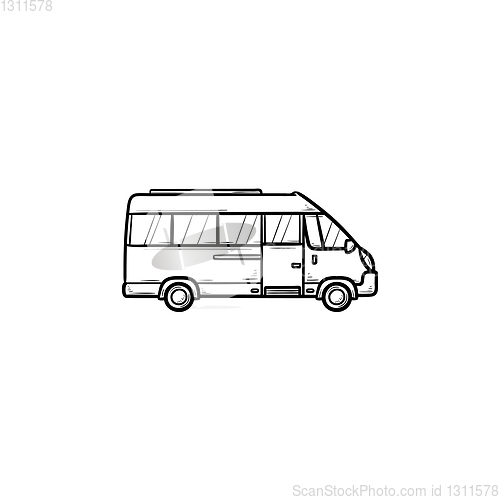 Image of Minibus hand drawn outline doodle icon.