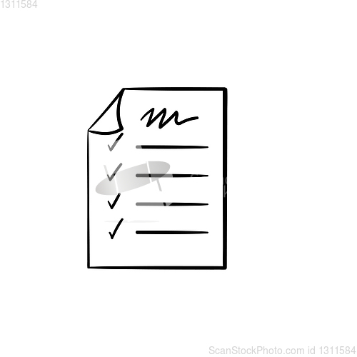 Image of Checklist hand drawn outline doodle icon.