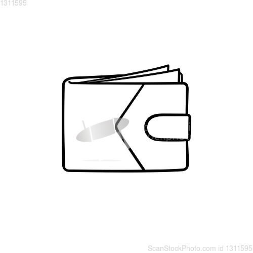 Image of Modern wallet hand drawn outline doodle icon.