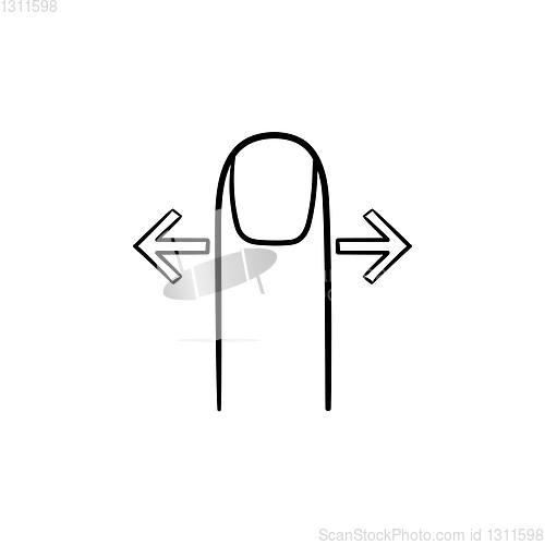 Image of Finger swipe gestures hand drawn outline doodle icon.