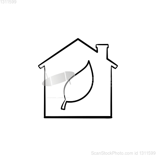 Image of Eco house hand drawn outline doodle icon.