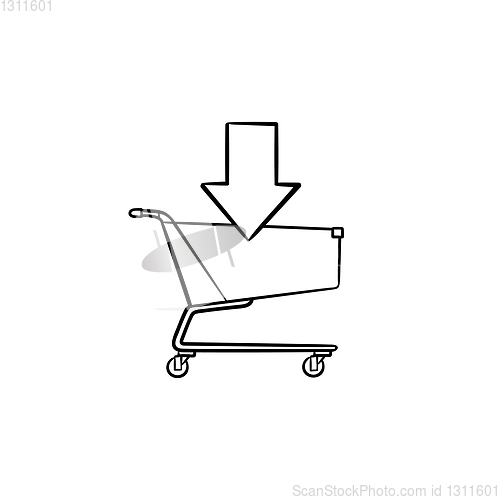 Image of Shopping online cart hand drawn outline doodle icon.