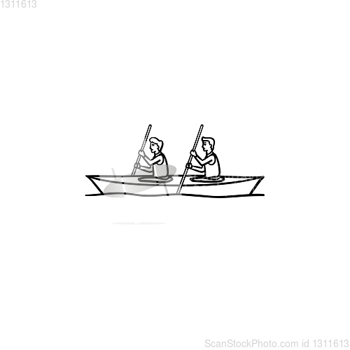 Image of Water sport, canoe hand drawn outline doodle icon.