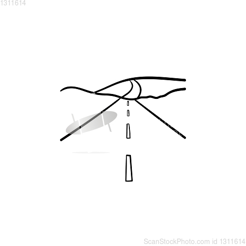 Image of Highway and landscape hand drawn outline doodle icon.