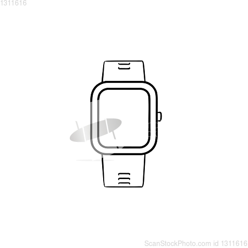 Image of Smartwatch hand drawn outline doodle icon.