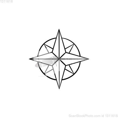 Image of Compass wind rose hand drawn outline doodle icon.