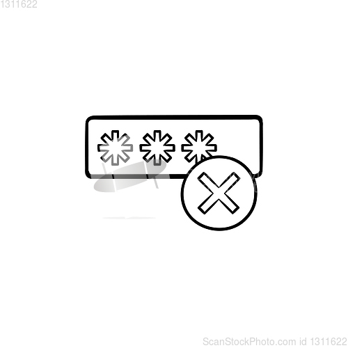 Image of Entering login and fail hand drawn outline doodle icon.