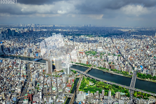 Image of Tokyo city skyline aerial view, Japan
