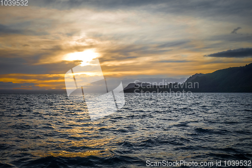 Image of Taupo Lake at sunset, New Zealand