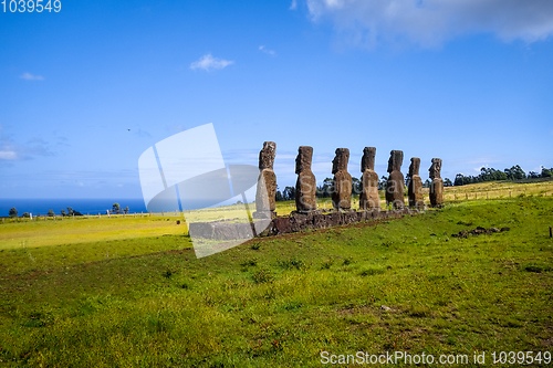 Image of Moais statues, ahu Akivi, easter island