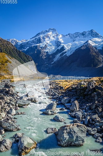 Image of Glacial lake in Hooker Valley Track, Mount Cook, New Zealand