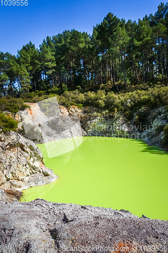 Image of Green lake in Waiotapu, Rotorua, New Zealand